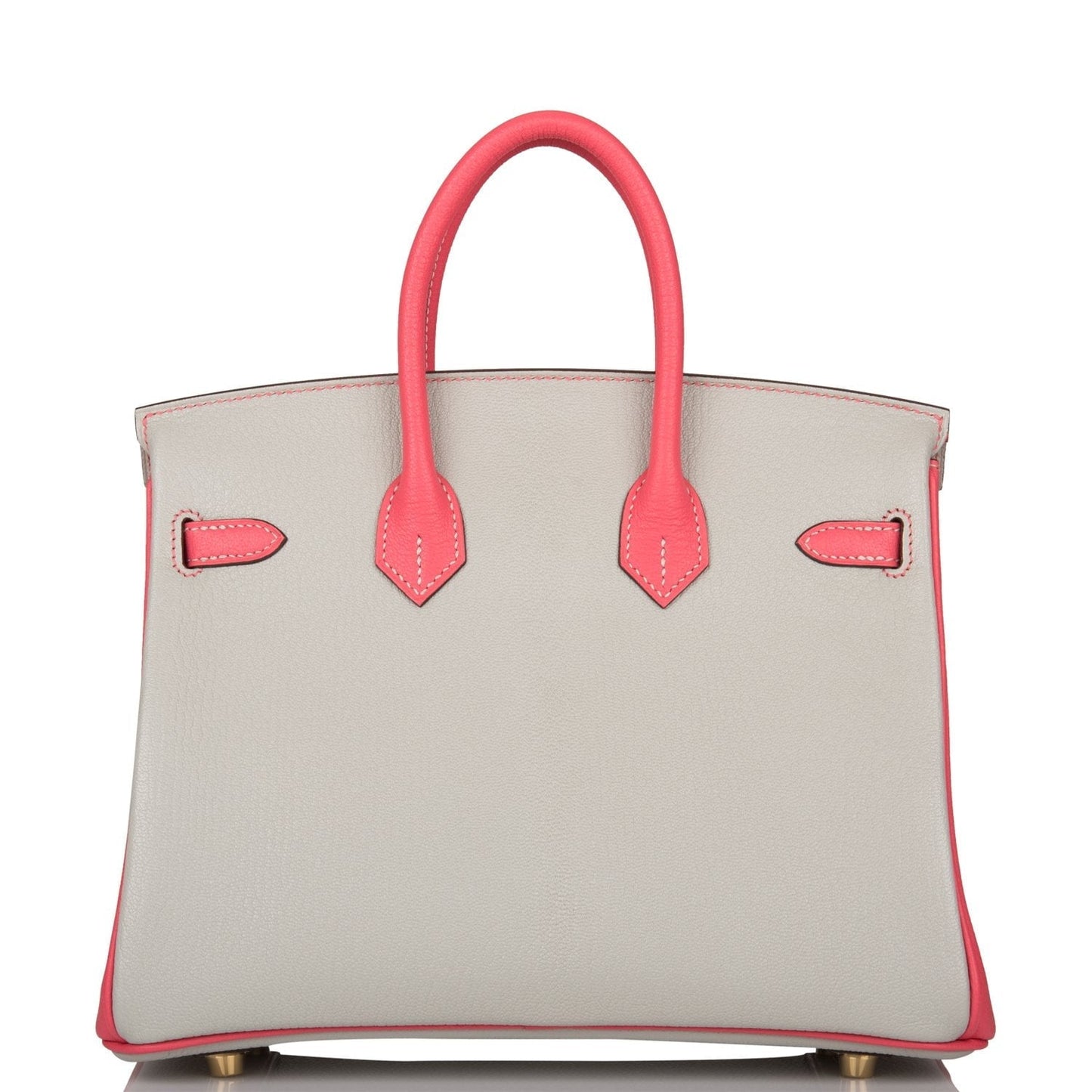 Hermes Special Order (HSS) Birkin 25 Gris Perle and Rose Azalee Chèvre Brushed Gold Hardware