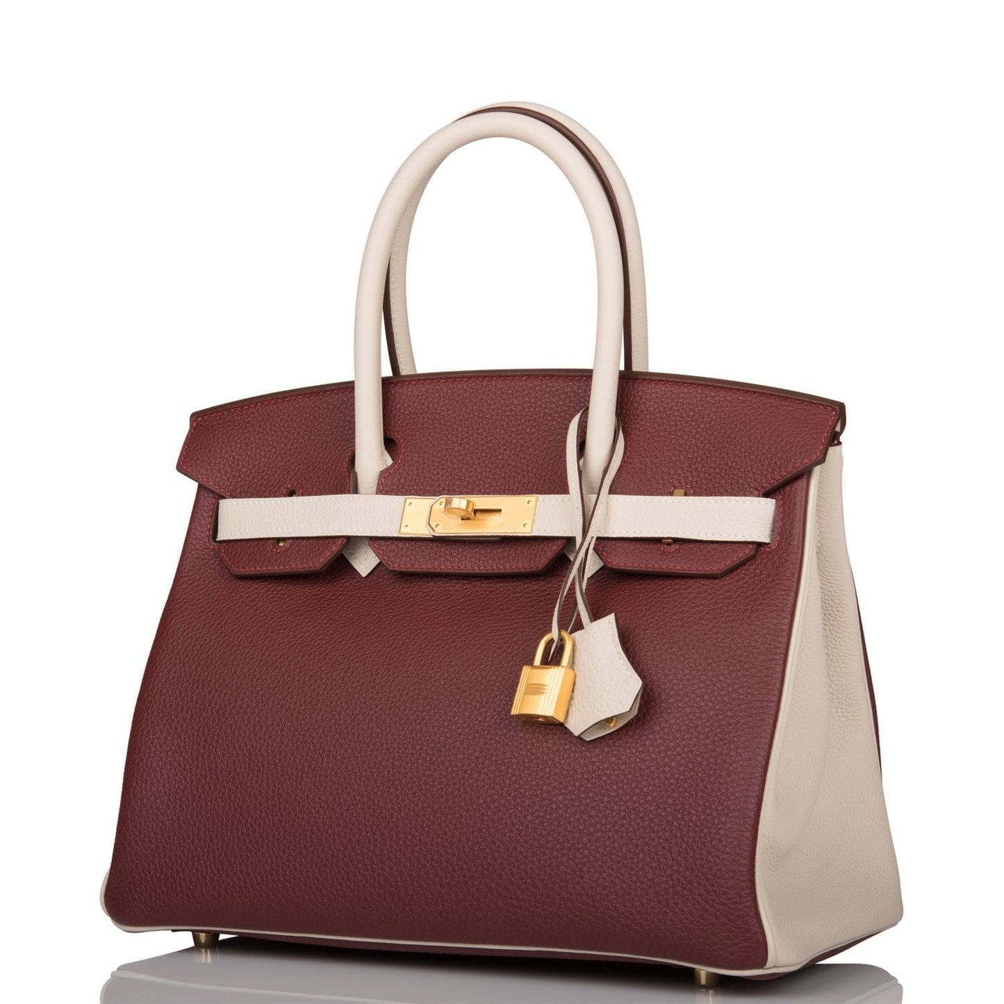 Hermes Special Order (HSS) Birkin 30 Rouge H and Craie Togo Brushed Gold Hardware