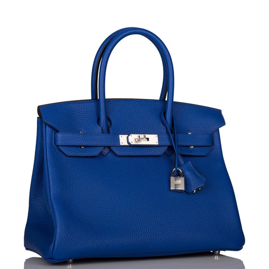 Hermes Special Order (HSS) Birkin 30 Bleu Electric Verso Clemence Palladium Hardware