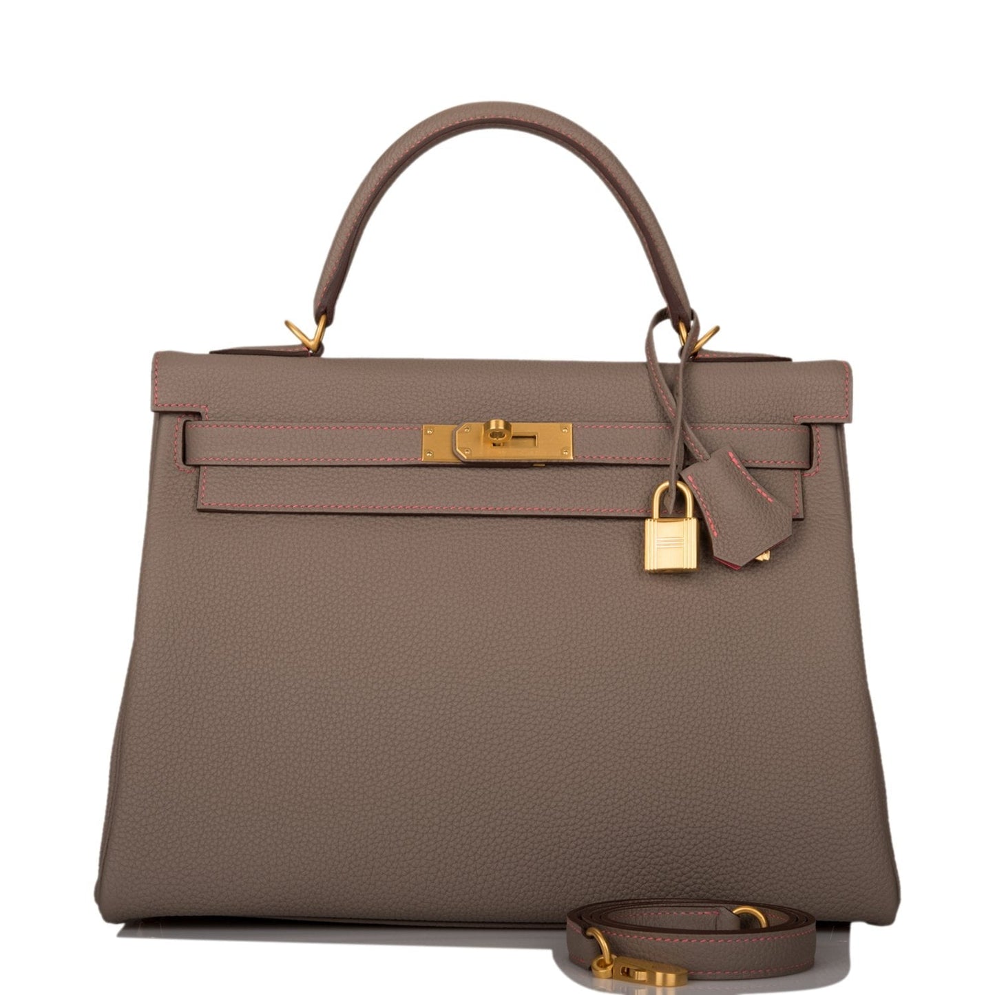 Hermes Special Order (HSS) Kelly Retourne 32 Gris Asphalte Verso Togo Brushed Gold Hardware