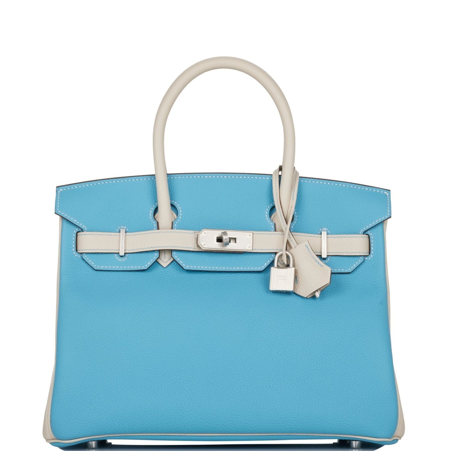 Hermes Special Order (HSS) Birkin 30 Bleu Atoll and Craie Togo Palladium Hardware