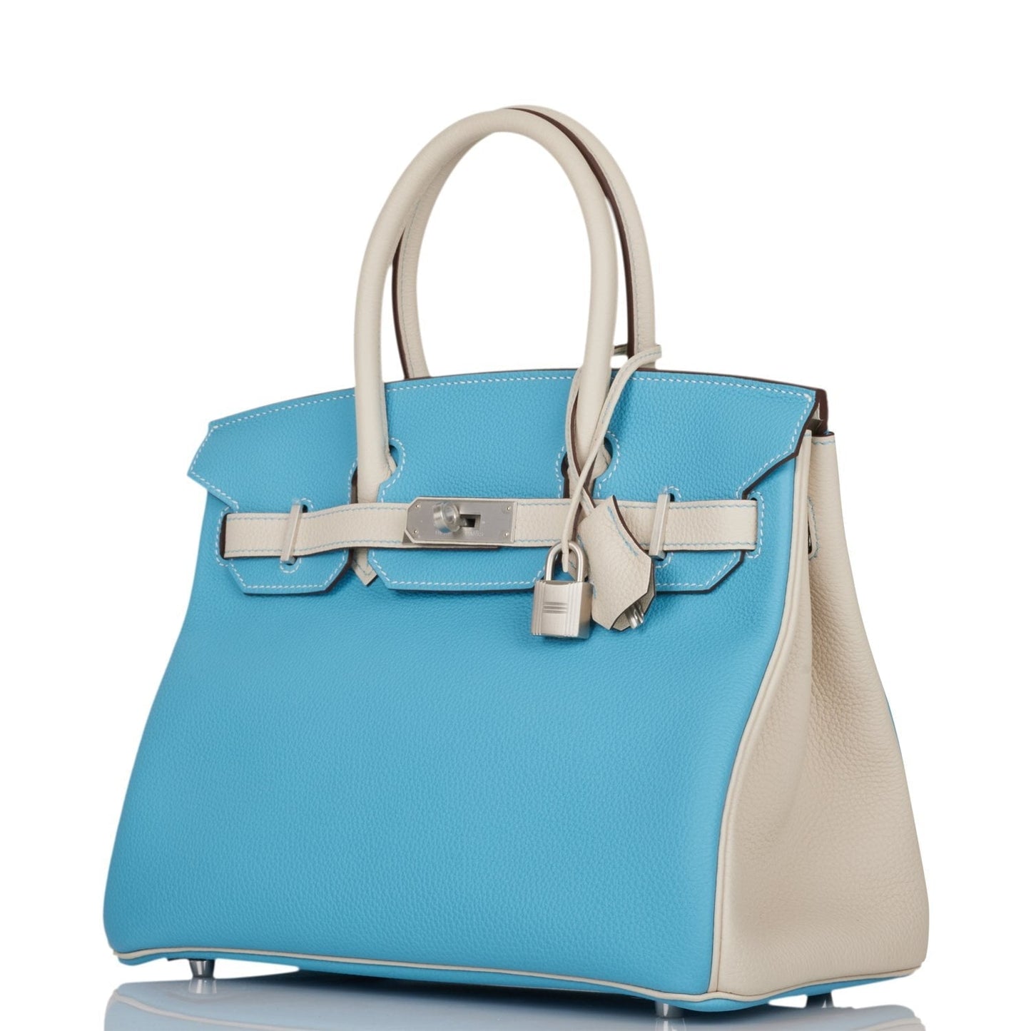 Hermes Special Order (HSS) Birkin 30 Bleu Atoll and Craie Togo Palladium Hardware