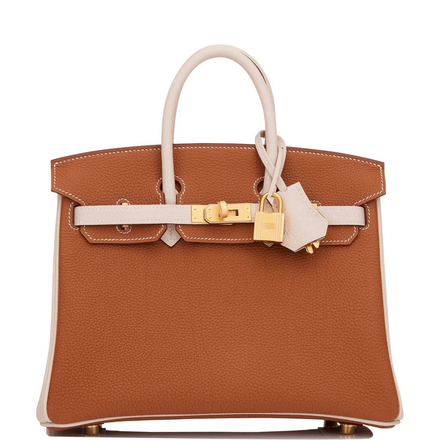 Hermes Special Order (HSS) Birkin 25 Gold and Craie Togo Brushed Gold Hardware