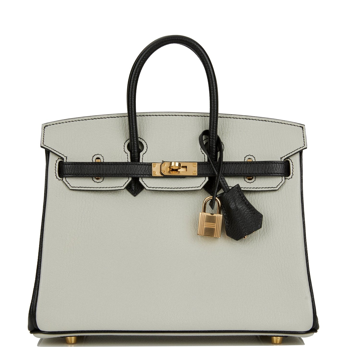 Hermes Special Order (HSS) Birkin 25 Gris Perle and Black Chèvre Gold Hardware