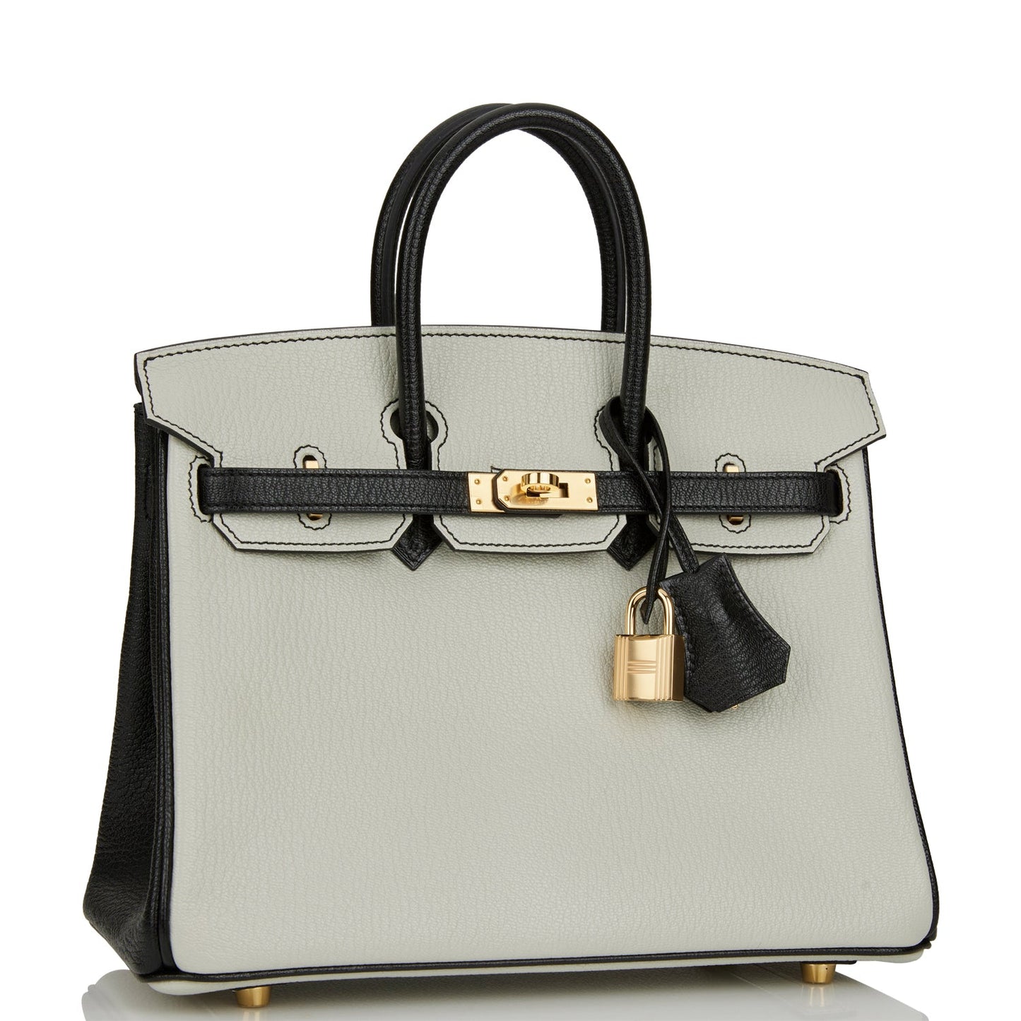 Hermes Special Order (HSS) Birkin 25 Gris Perle and Black Chèvre Gold Hardware