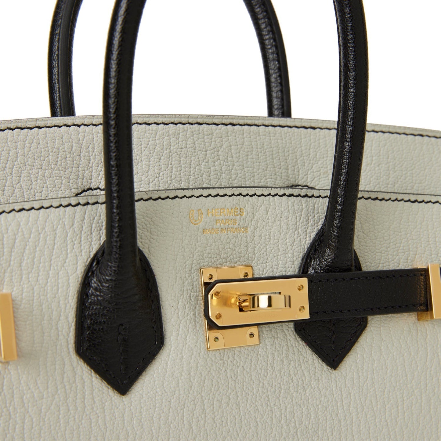 Hermes Special Order (HSS) Birkin 25 Gris Perle and Black Chèvre Gold Hardware