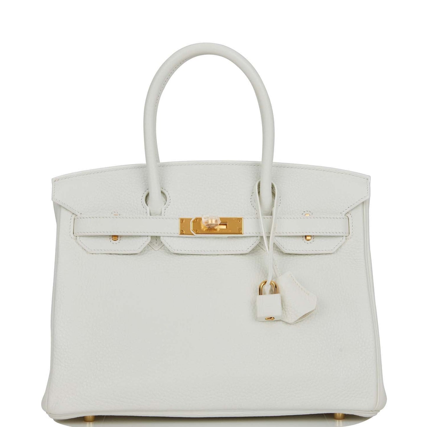 Pre-owned Hermes Birkin 30 White Clemence Gold Hardware