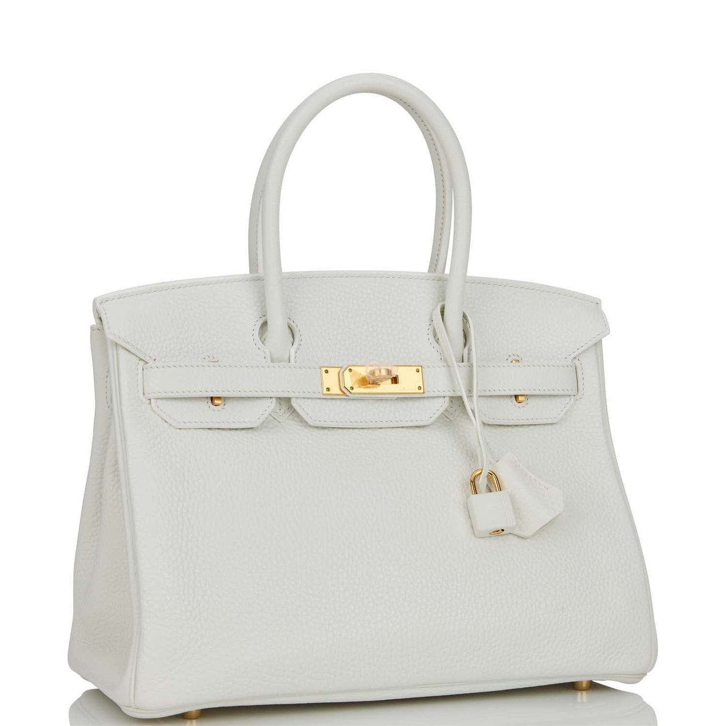 Pre-owned Hermes Birkin 30 White Clemence Gold Hardware