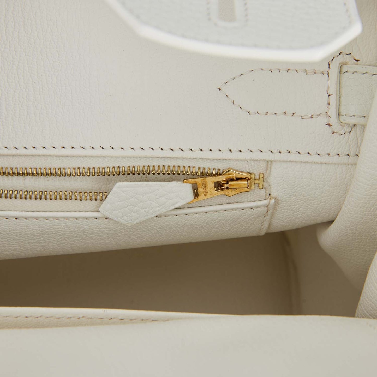 Pre-owned Hermes Birkin 30 White Clemence Gold Hardware