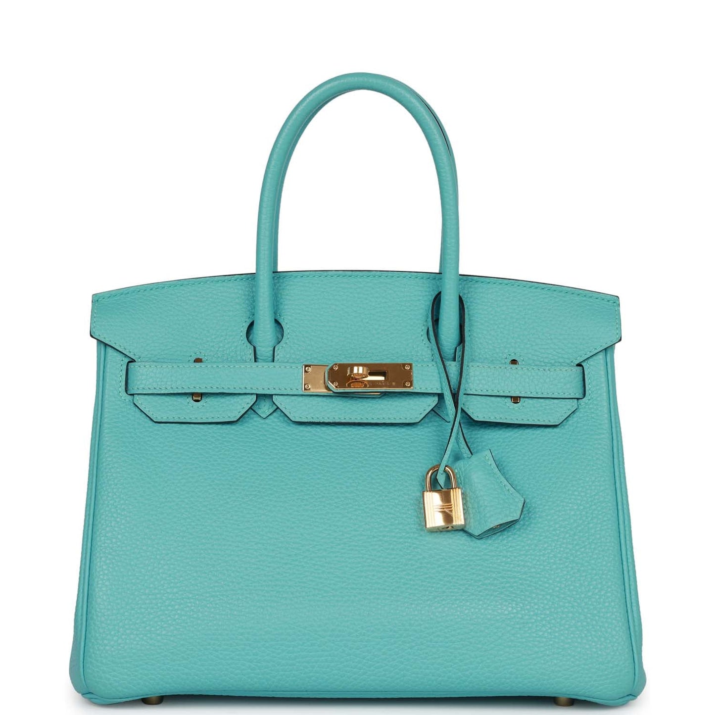 Pre-Owned Hermes Birkin 30 Bleu Atoll Clemence Gold Hardware