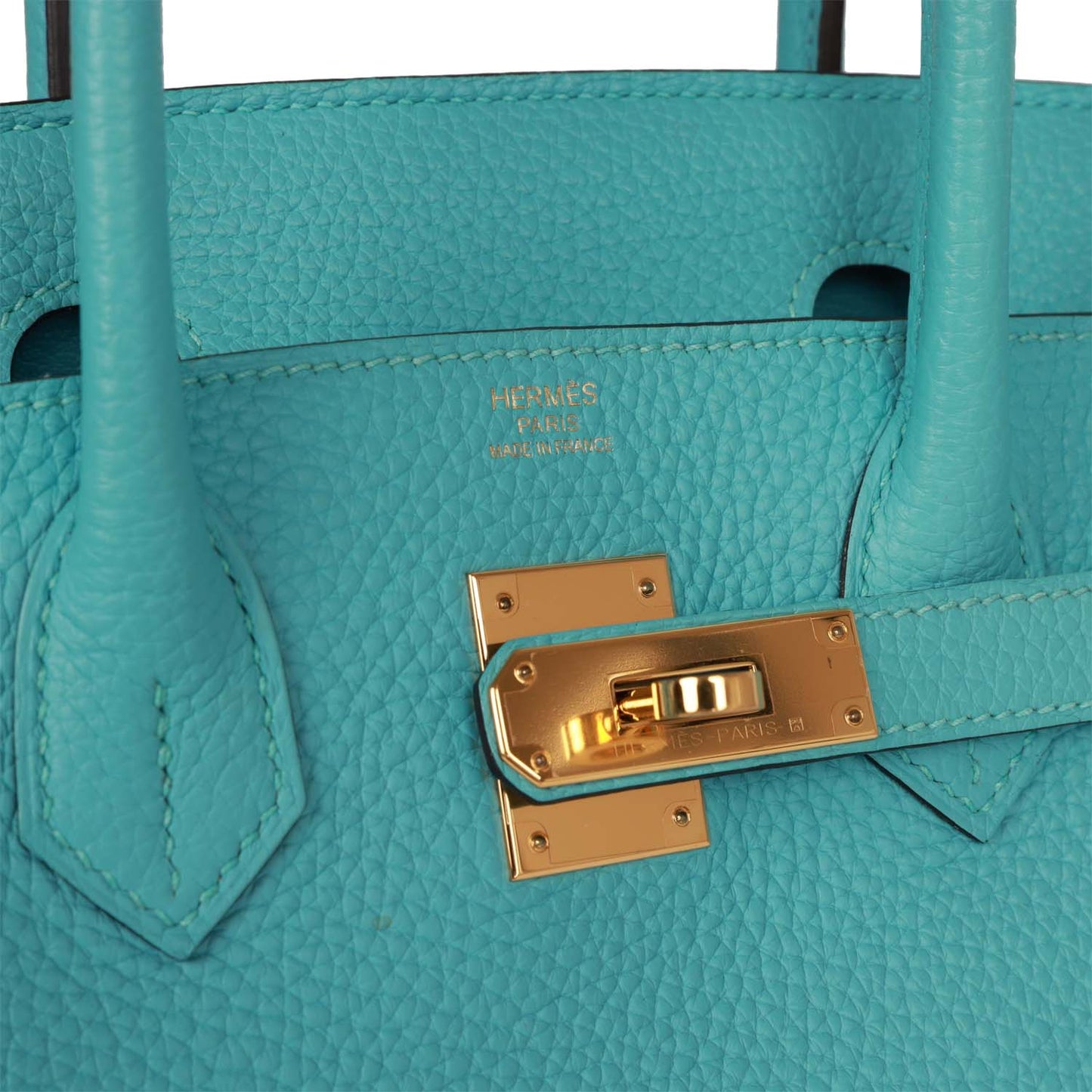 Pre-Owned Hermes Birkin 30 Bleu Atoll Clemence Gold Hardware