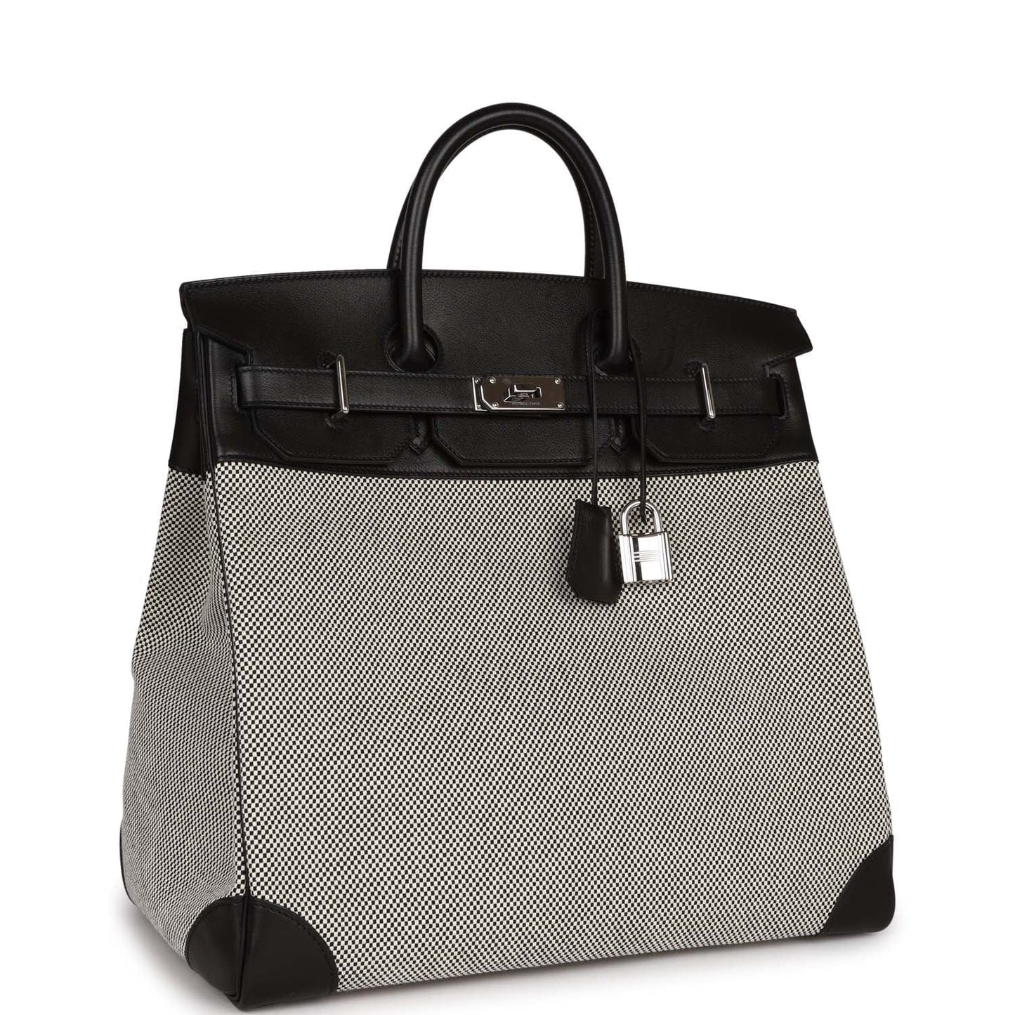 Hermes Birkin 40 HAC Black Evercolor and Toile Palladium Hardware