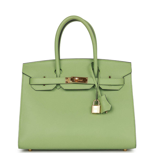 Pre-owned Hermes Birkin Sellier 30 Vert Criquet Epsom Gold Hardware