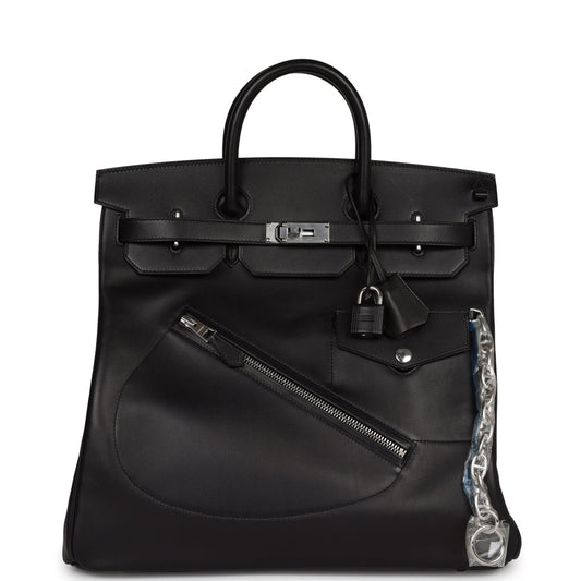 Hermes Birkin 40 HAC "Rock" Black Evercolor Palladium Hardware