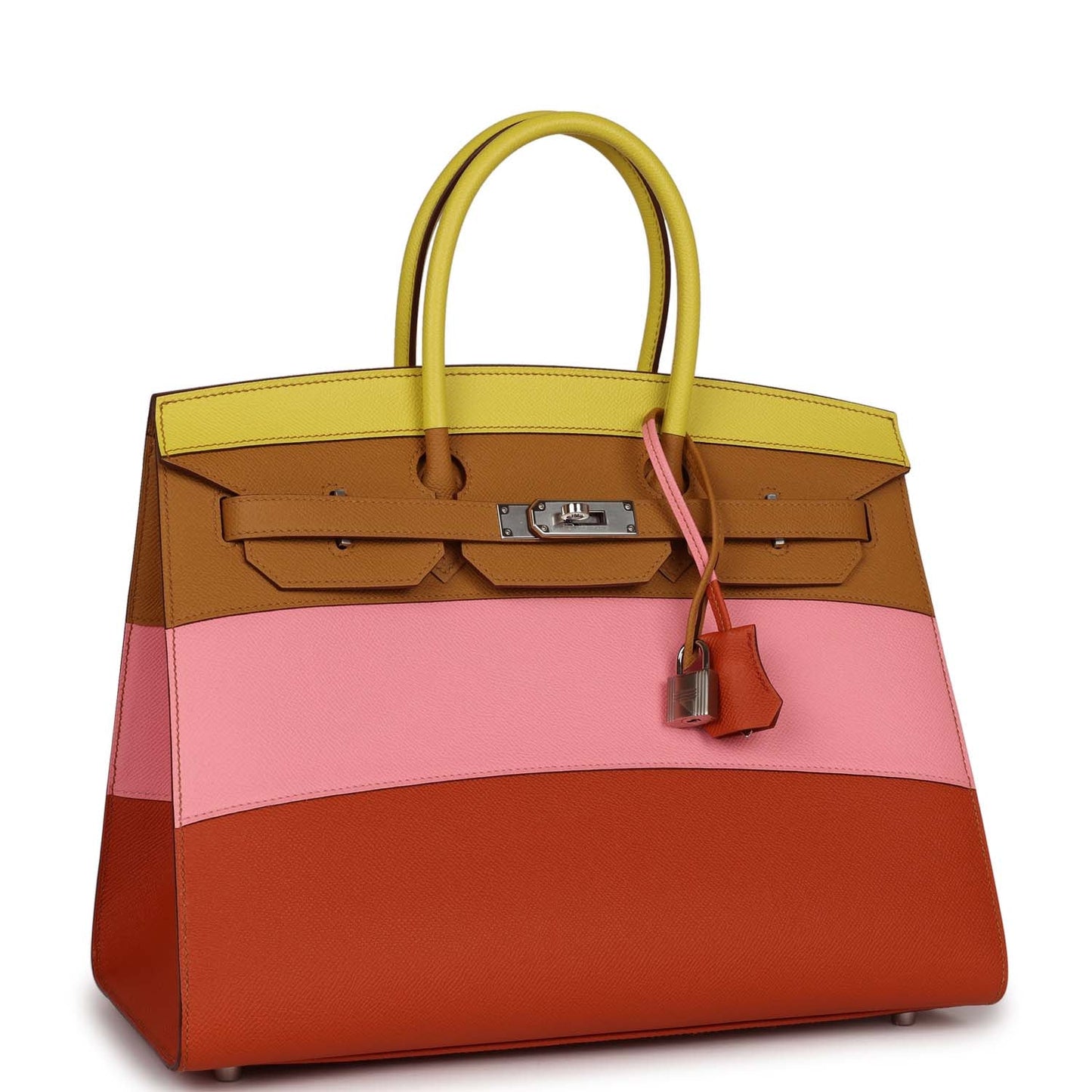 Hermes "Sunrise" Birkin Sellier 35 Rainbow Epsom Palladium Hardware