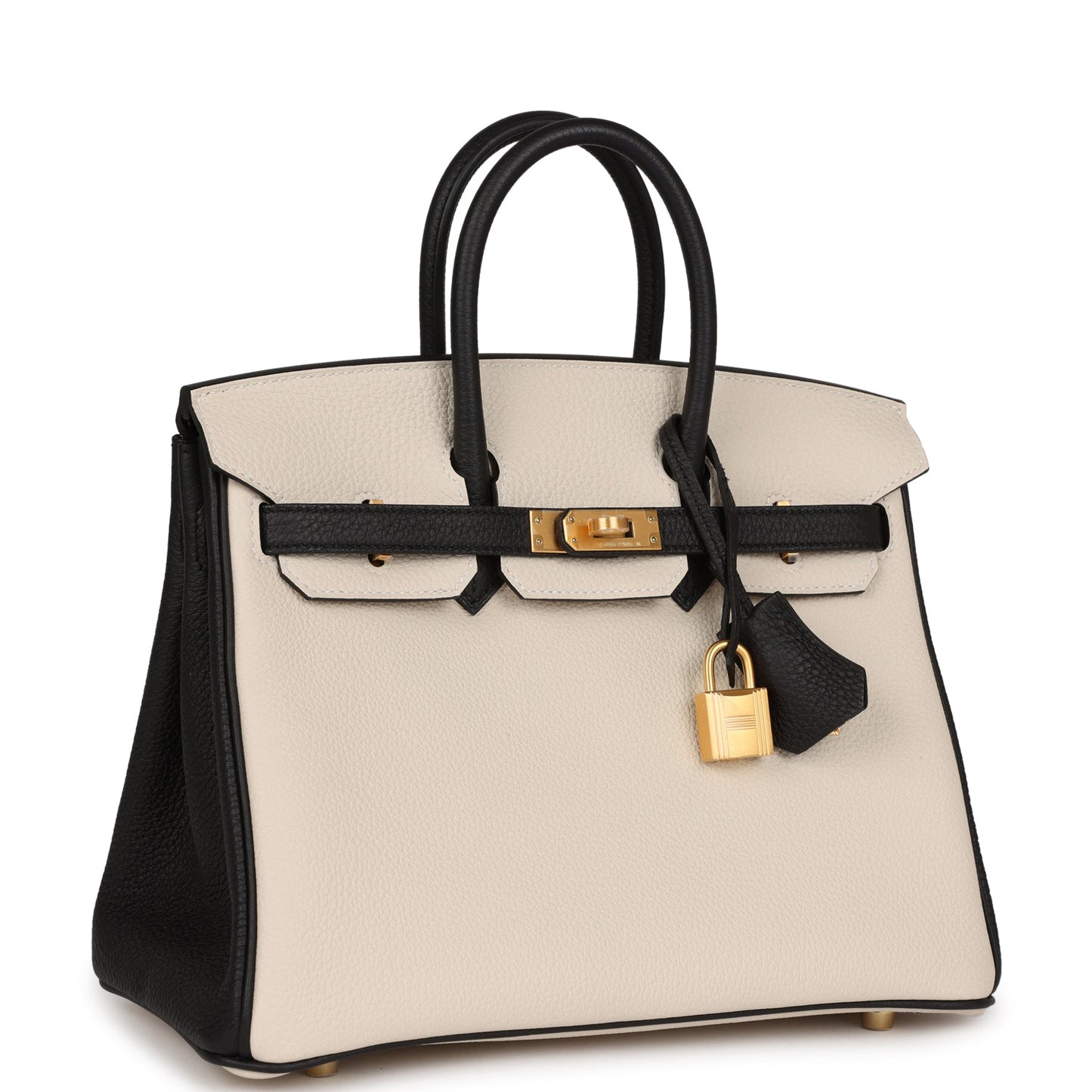 Hermes Special Order (HSS) Birkin 25 Craie and Black Togo Brushed Gold Hardware