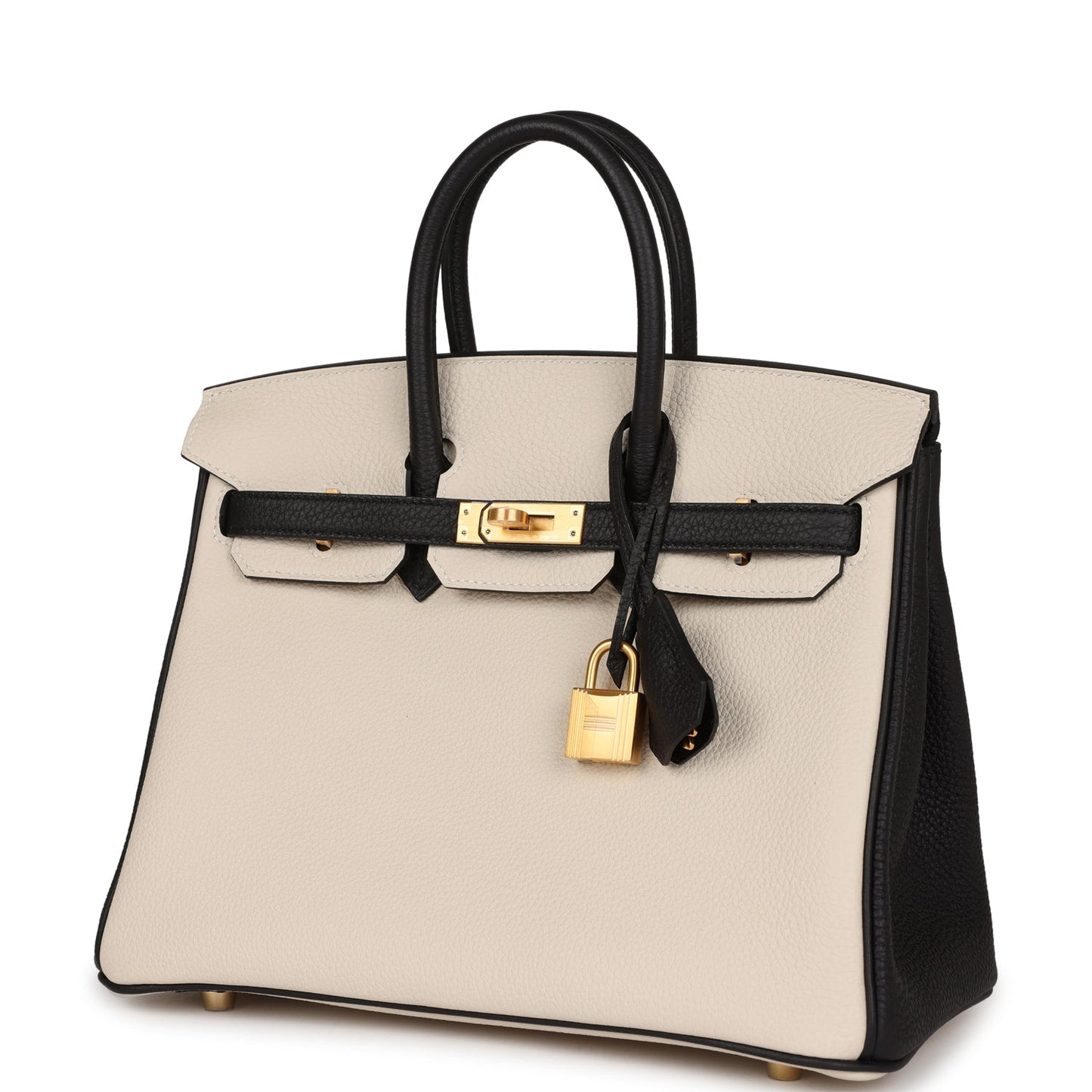 Hermes Special Order (HSS) Birkin 25 Craie and Black Togo Brushed Gold Hardware