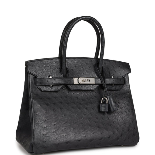 Hermes Special Order (HSS) Birkin 30 Black Verso Ostrich Brushed Palladium Hardware