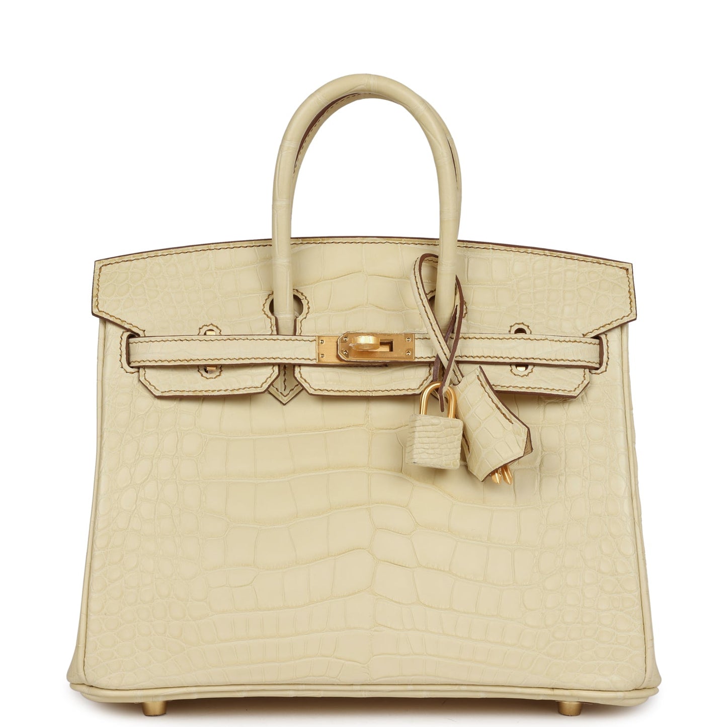 Hermes Special Order (HSS) Birkin 25 Vanille Matte Alligator Brushed Gold Hardware