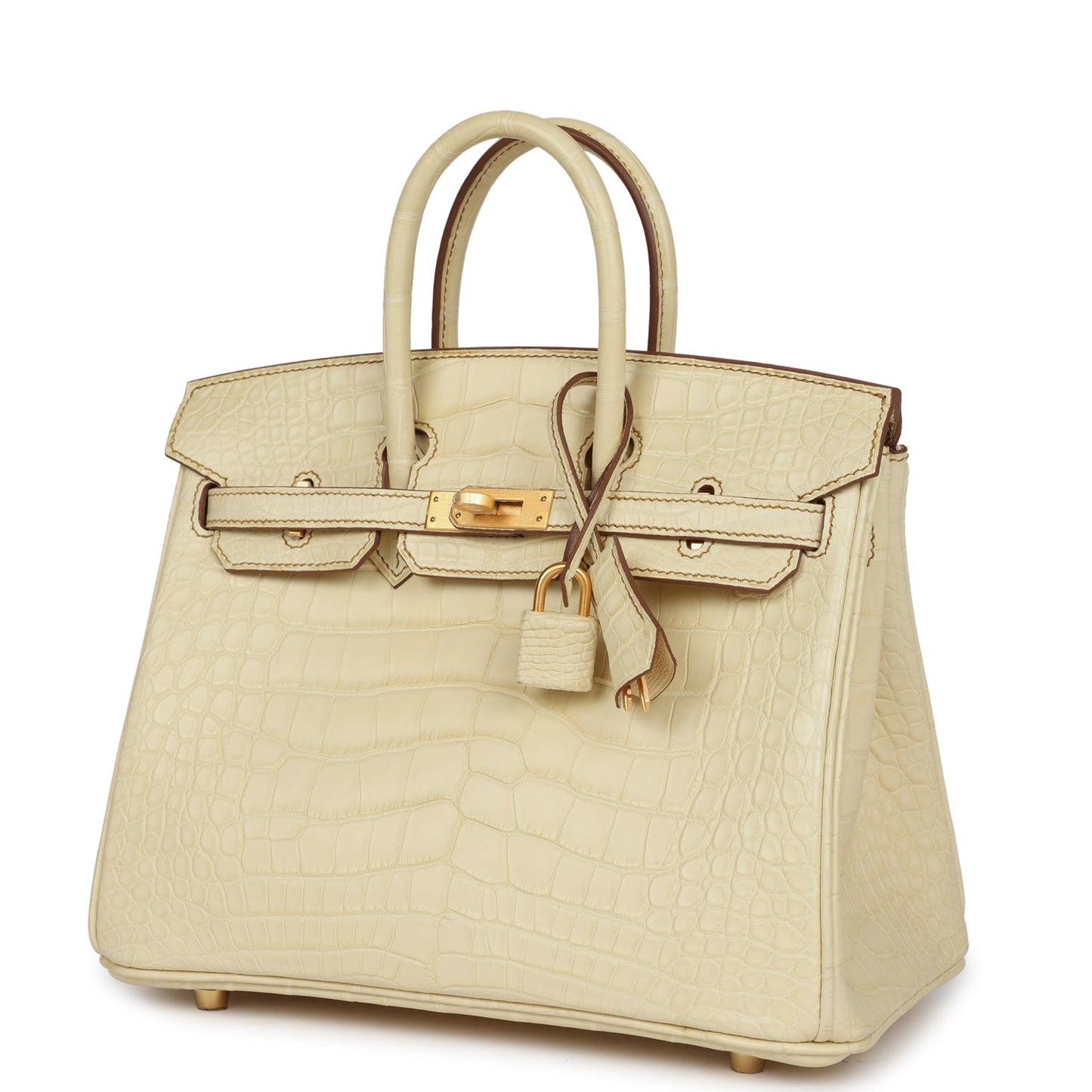 Hermes Special Order (HSS) Birkin 25 Vanille Matte Alligator Brushed Gold Hardware