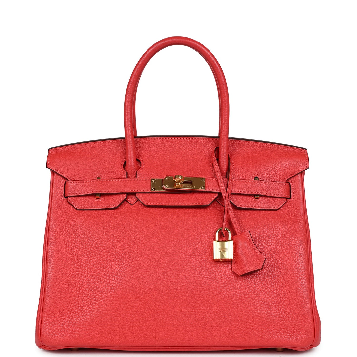 Pre-owned Hermes Birkin 30 Geranium Clemence Gold Hardware