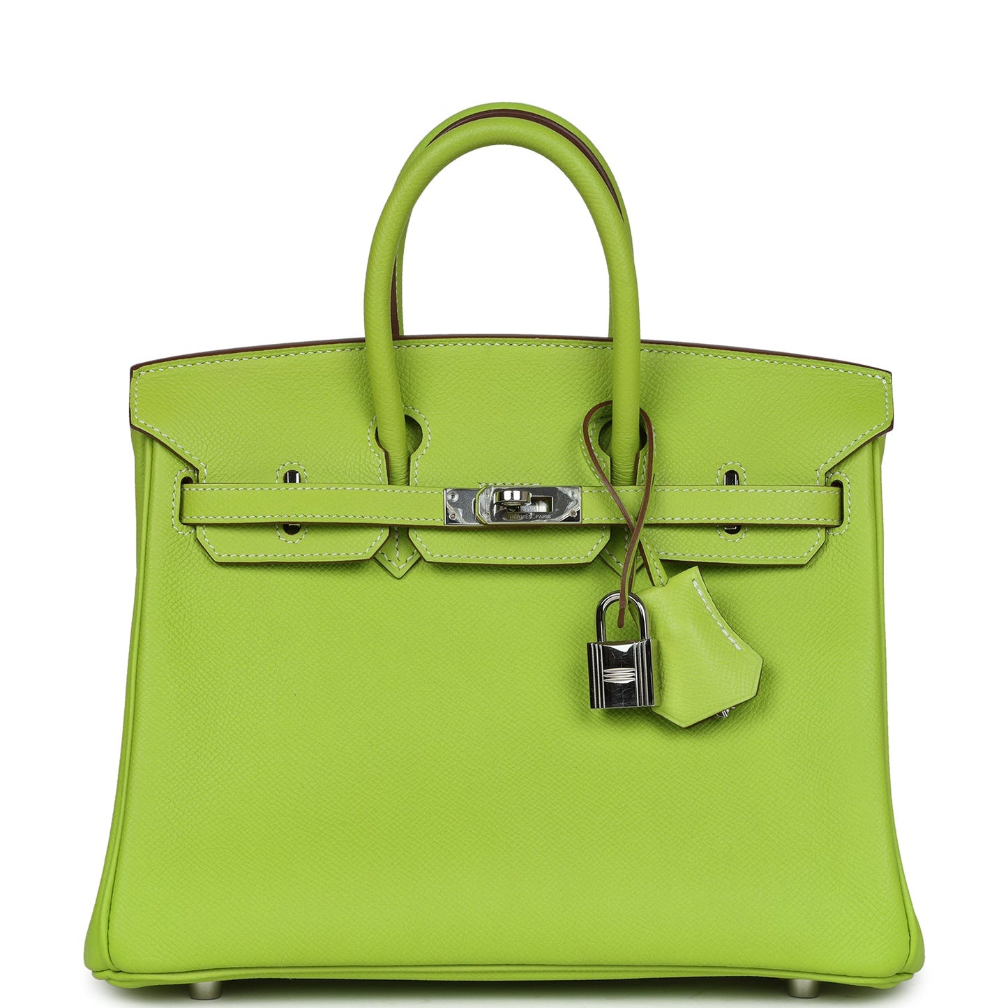 Pre-owned Hermes Birkin 25 Kiwi Candy Epsom Palladium Hardware