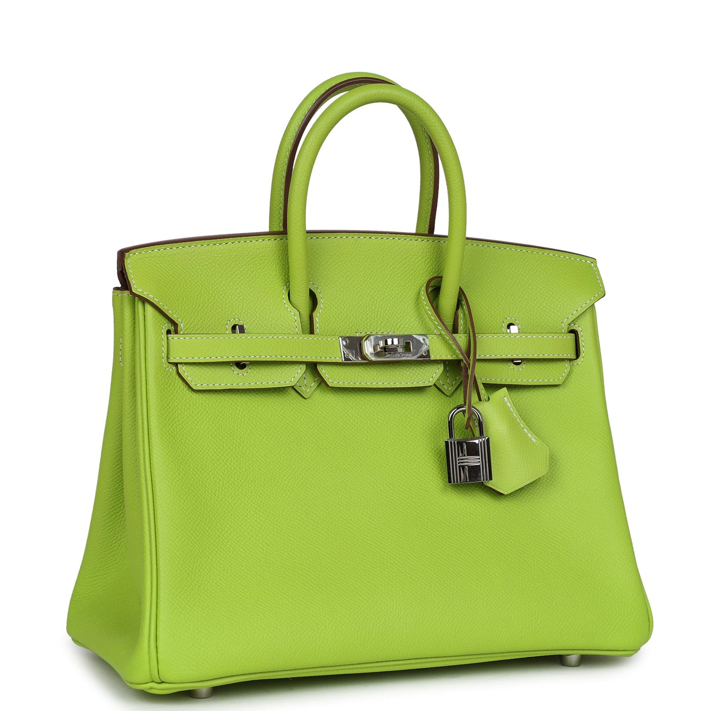 Pre-owned Hermes Birkin 25 Kiwi Candy Epsom Palladium Hardware