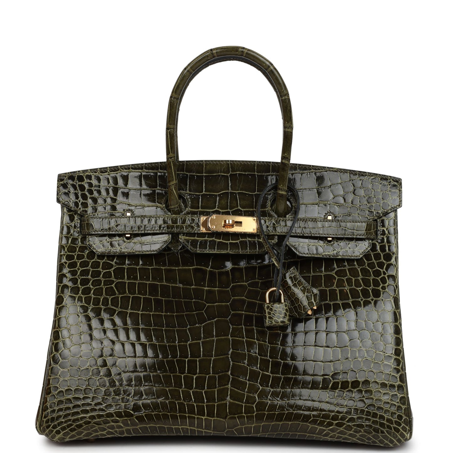 Pre-owned Hermes Birkin 35 Vert Veronese Shiny Porosus Crocodile Gold Hardware