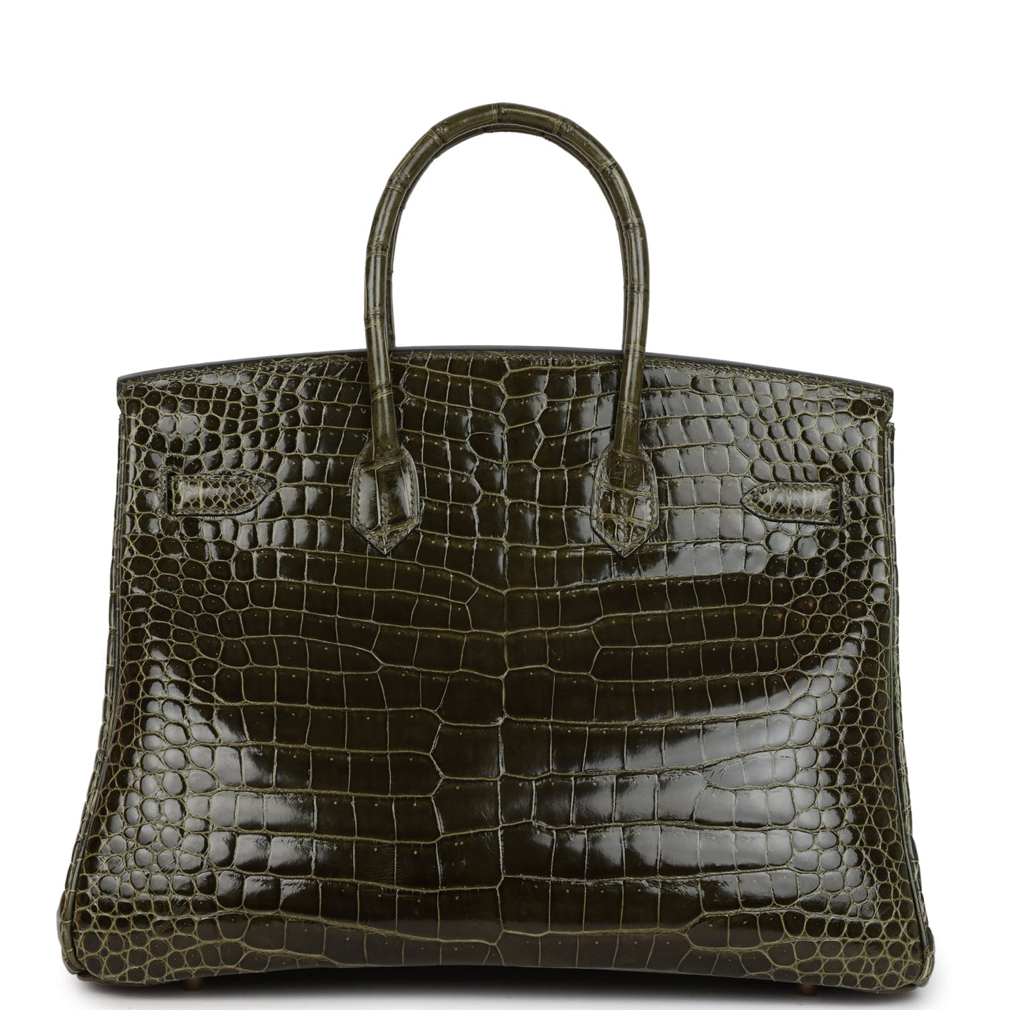 Pre-owned Hermes Birkin 35 Vert Veronese Shiny Porosus Crocodile Gold Hardware