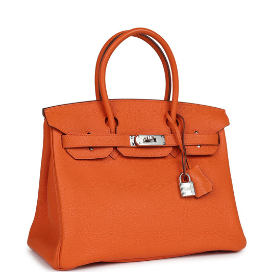 Pre-owned Hermes Birkin 30 Orange H Togo Palladium Hardware