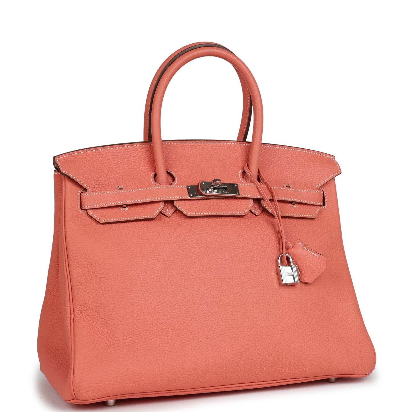 Pre-owned Hermes Birkin 35 Crevette Clemence Palladium Hardware