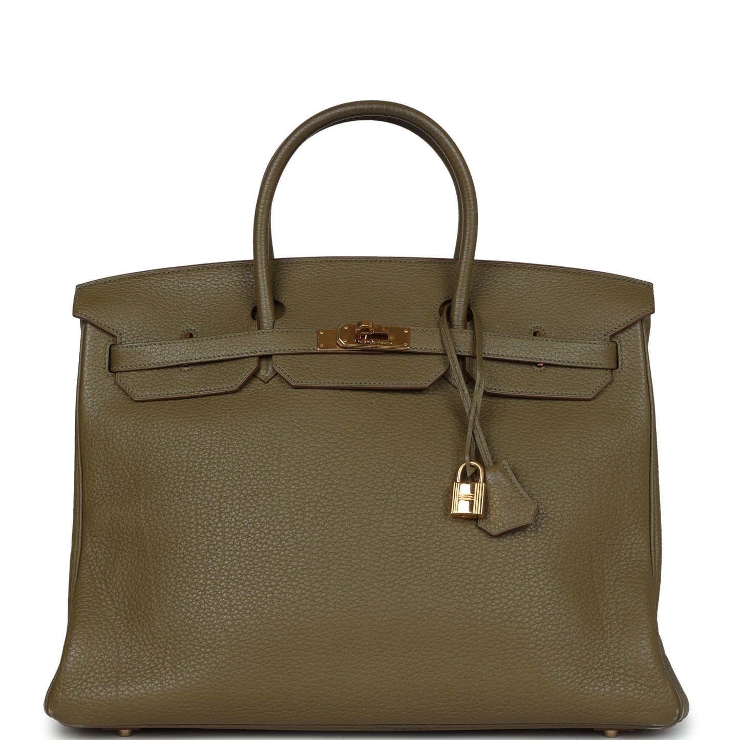 Pre-owned Hermes Birkin 40 Lichen Fjord Gold Hardware