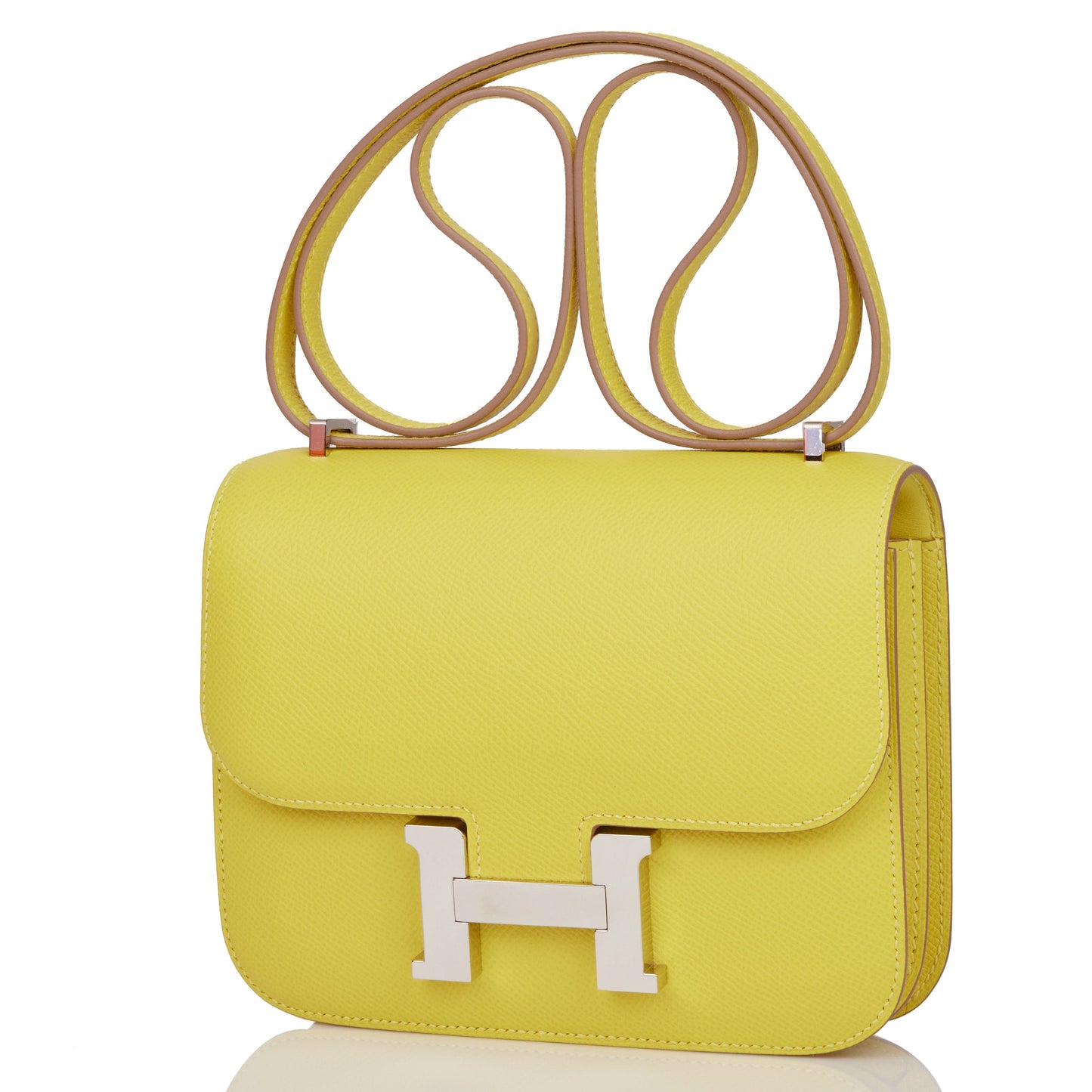 Pre-owned Hermes Constance 18 Lime Epsom Palladium Hardware