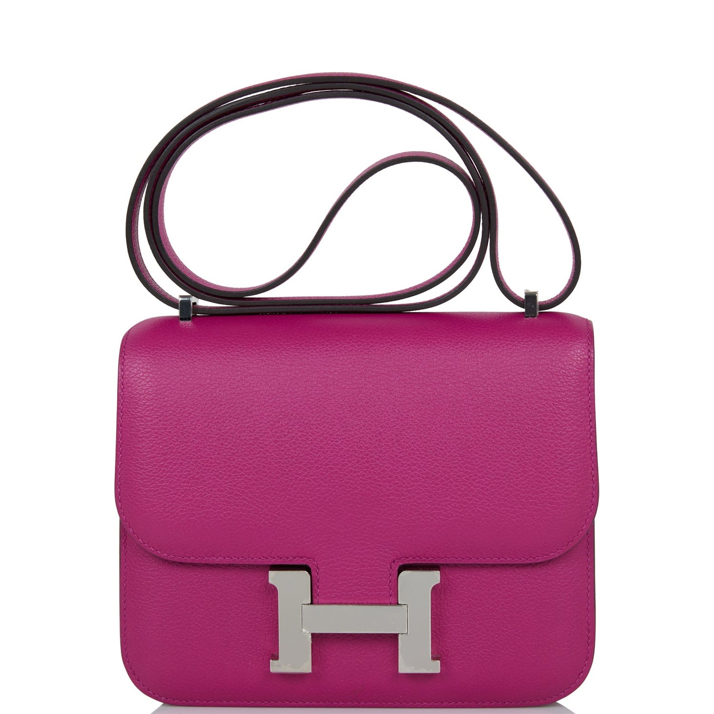 Pre-owned Hermes Constance 18 Rose Pourpre Evercolor Palladium Hardware