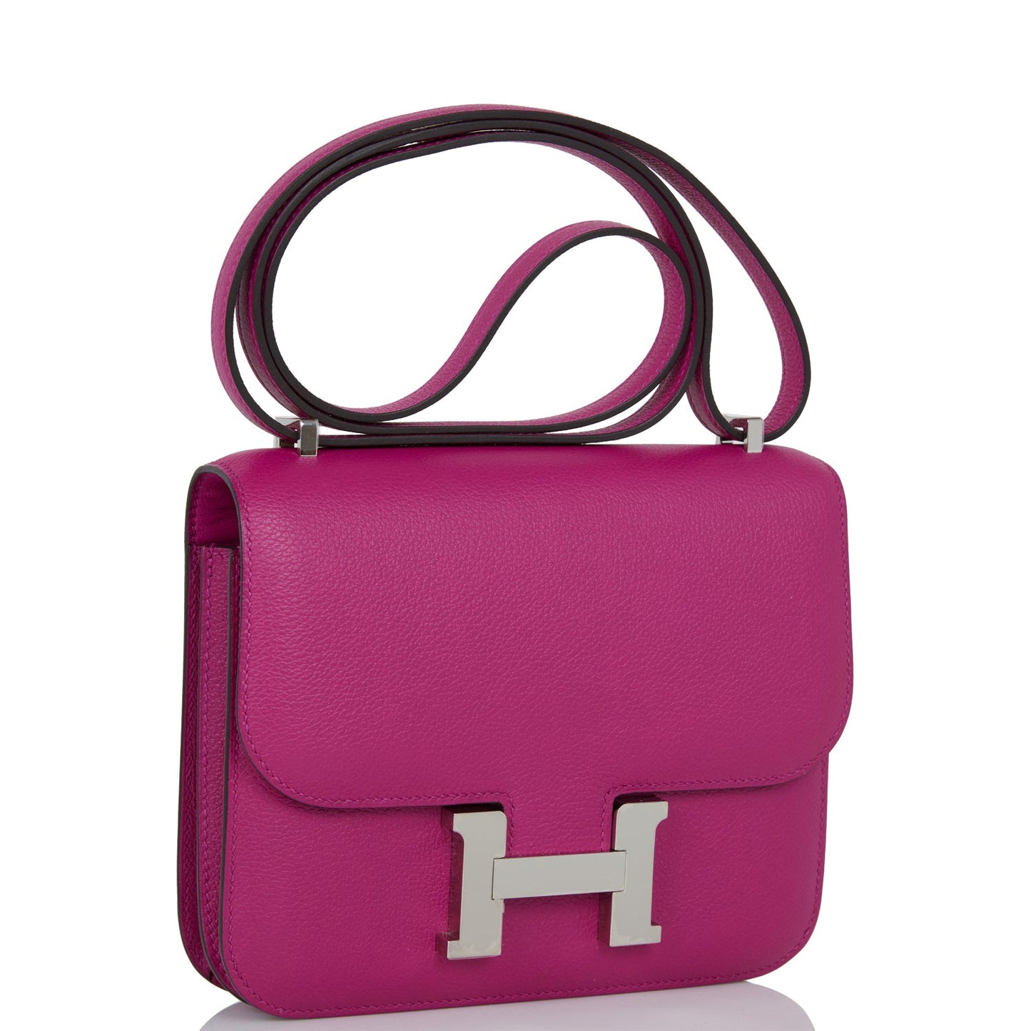 Pre-owned Hermes Constance 18 Rose Pourpre Evercolor Palladium Hardware