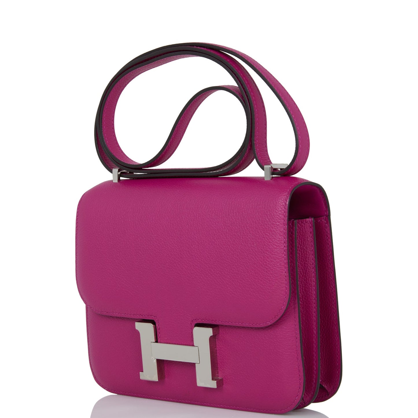 Pre-owned Hermes Constance 18 Rose Pourpre Evercolor Palladium Hardware