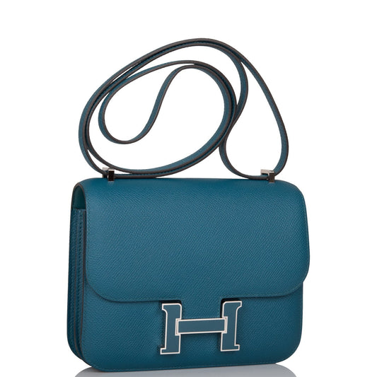 Hermes Vert Bosphore Epsom Mini Constance 18cm Lacquer Hardware