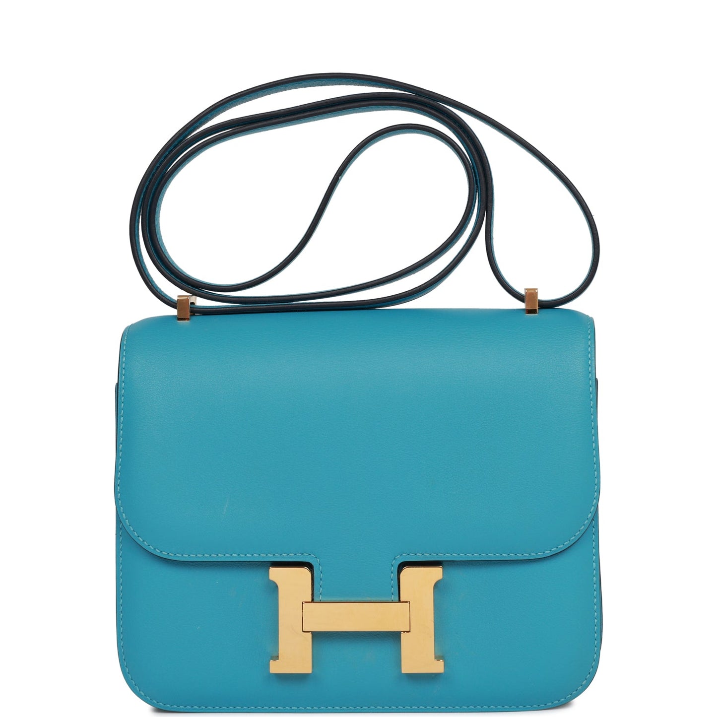 Pre-owned Hermes Constance 18 Bleu du Nord Swift Gold Hardware