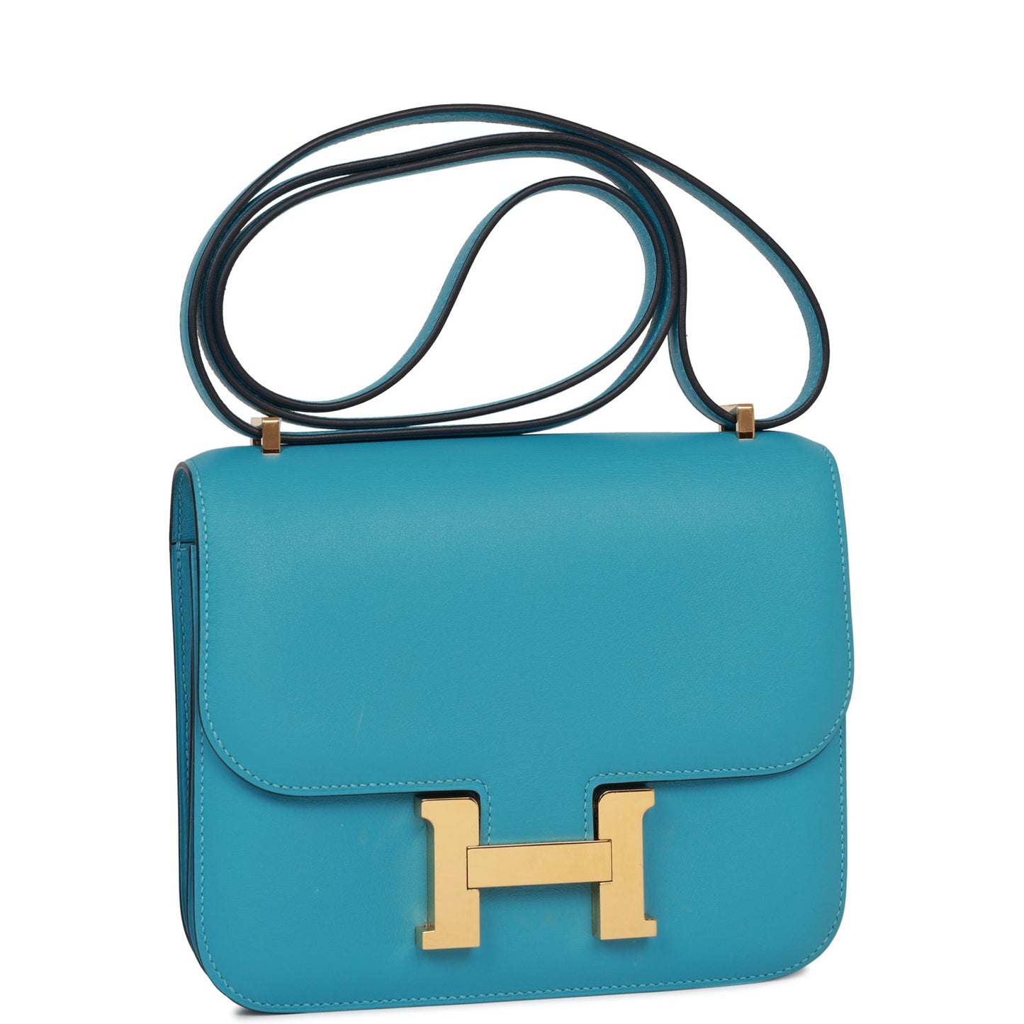 Pre-owned Hermes Constance 18 Bleu du Nord Swift Gold Hardware