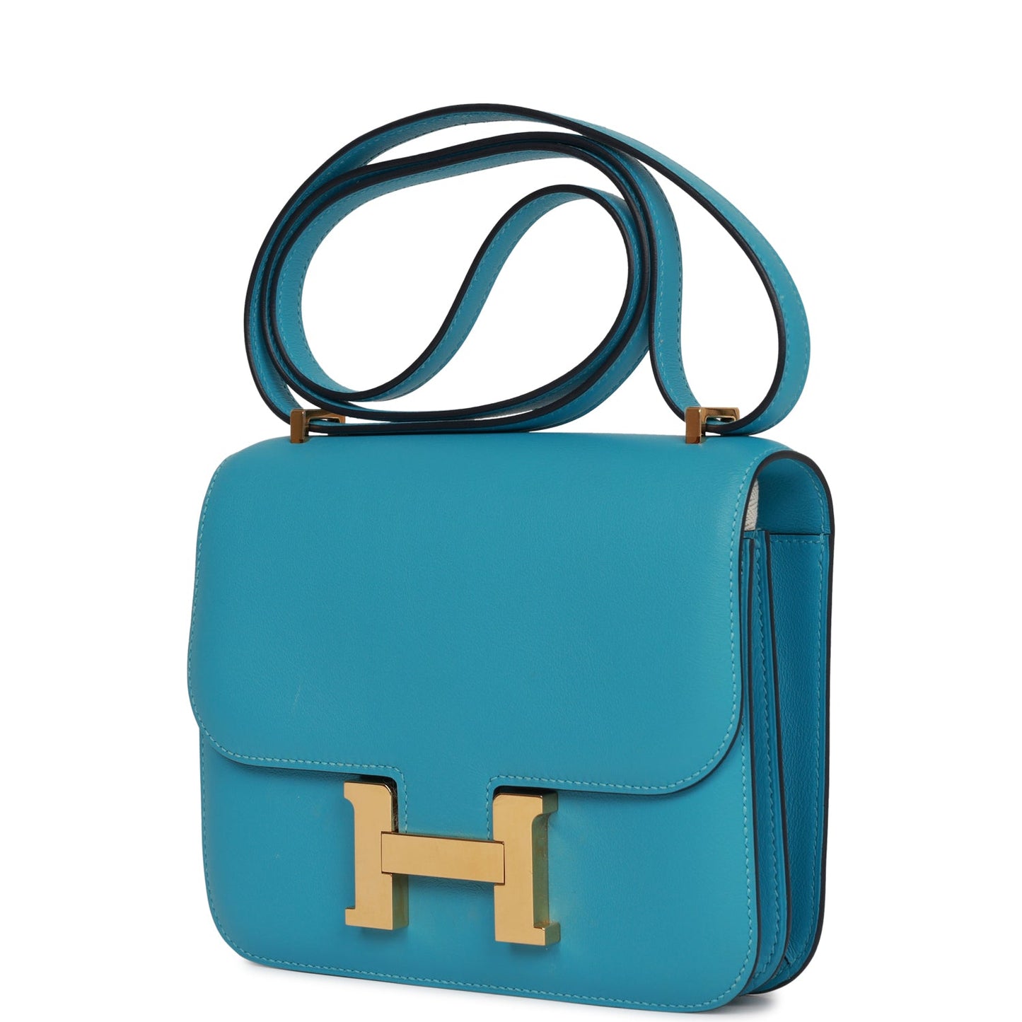 Pre-owned Hermes Constance 18 Bleu du Nord Swift Gold Hardware