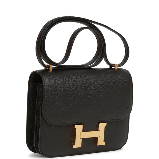 Pre-owned Hermes Constance 18 Black Epsom Gold Hardware