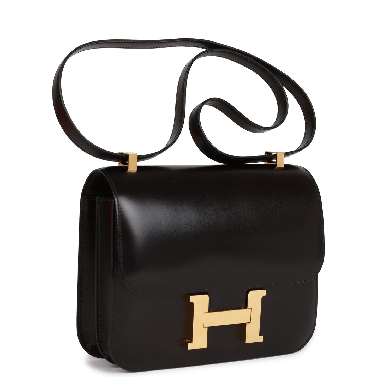 Pre-owned Hermes Constance 24 Black Box Gold Hardware