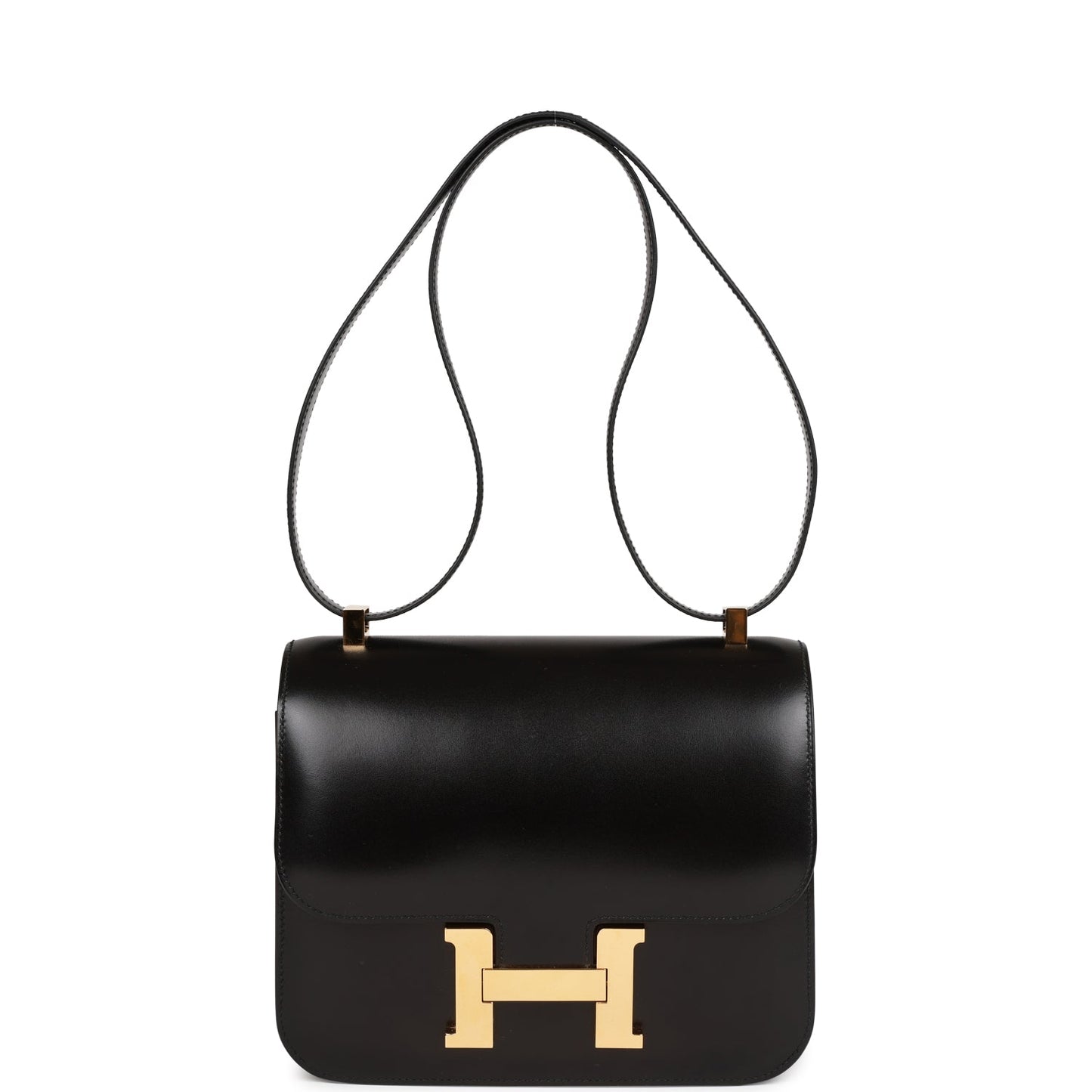 Pre-owned Hermes Constance 24 Black Box Gold Hardware