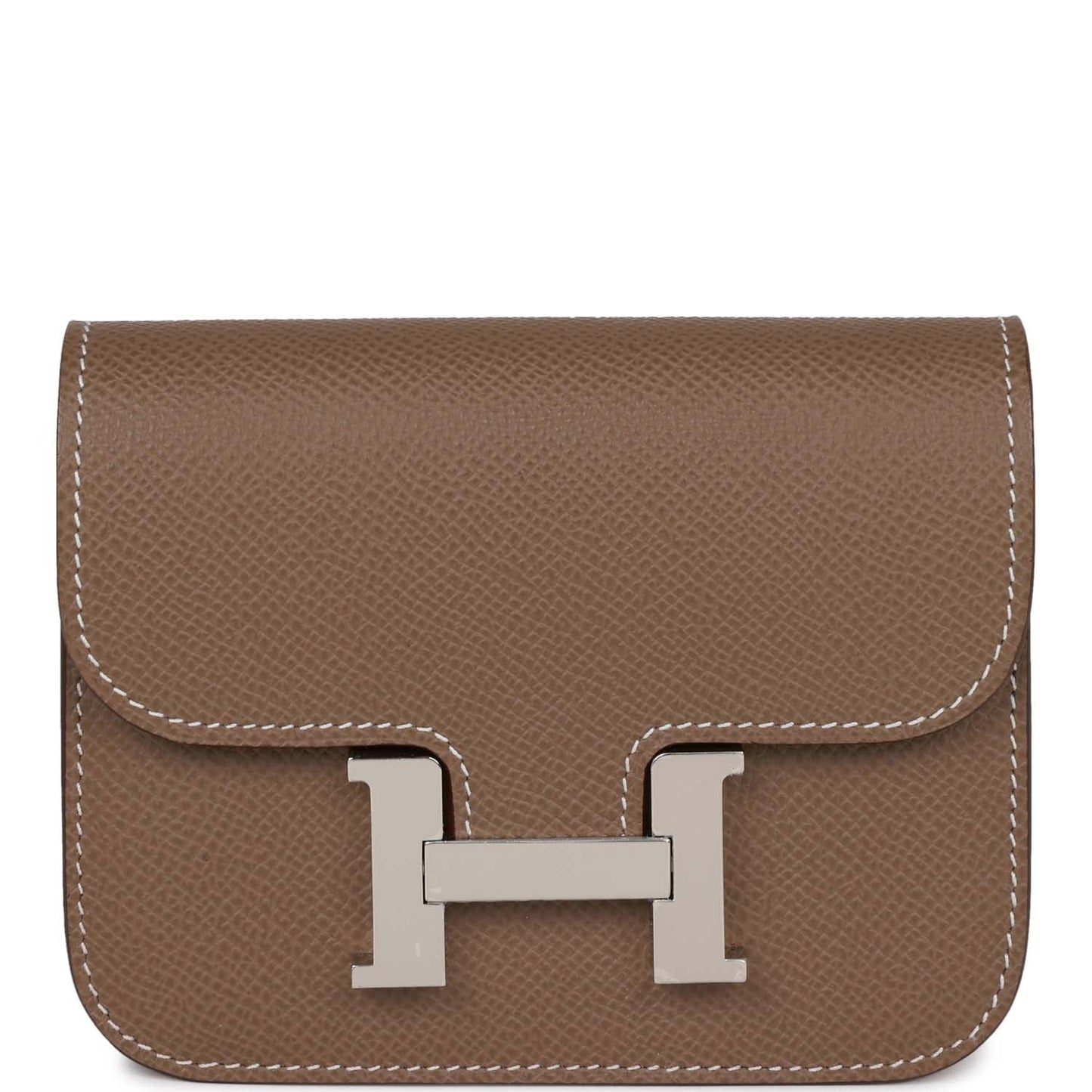 Hermes Constance Slim Wallet Etoupe Epsom Palladium Hardware