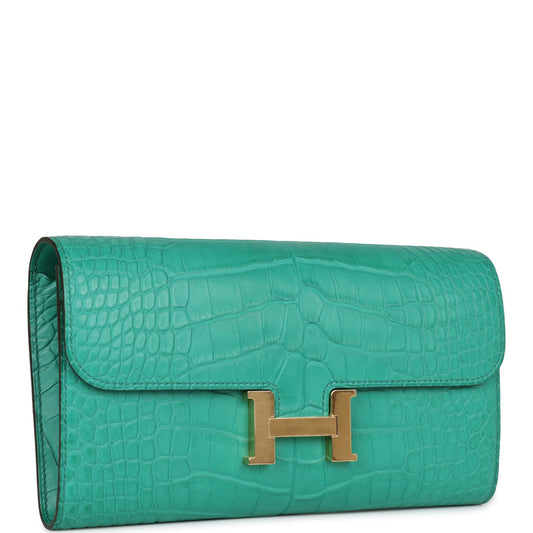 Hermes Constance Wallet To Go Vert Jade Matte Alligator Gold Hardware