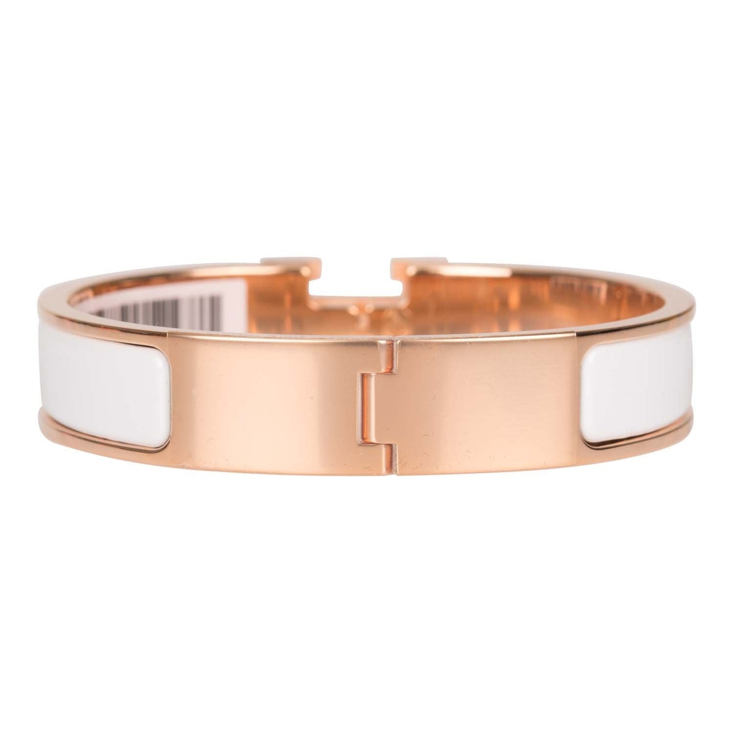 Hermes White Clic Clac H Narrow Enamel Bracelet PM RGHW