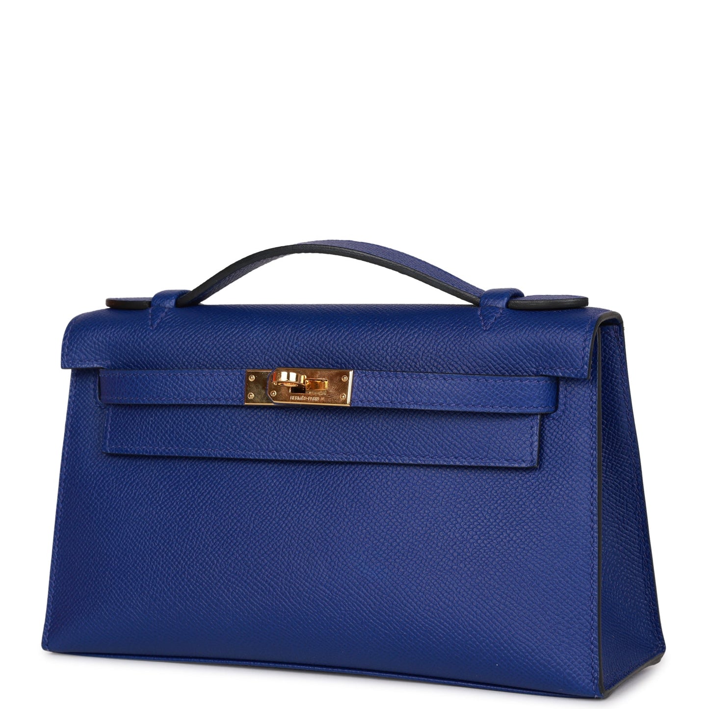 Pre-owned Hermes Kelly Pochette Bleu Electric Epsom Gold Hardware