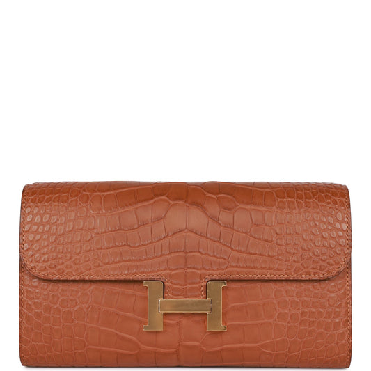 Hermes Constance Wallet To Go Gold Matte Alligator Gold Hardware