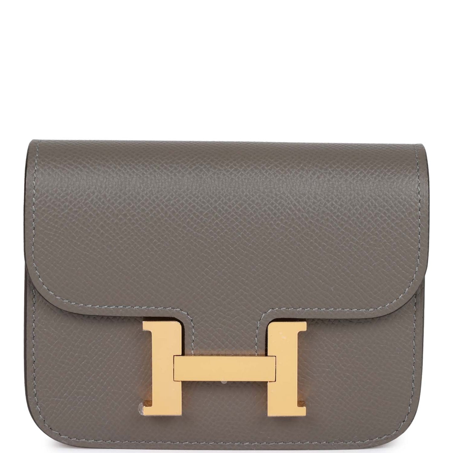 Hermes Constance Slim Wallet Gris Meyer Epsom Gold Hardware