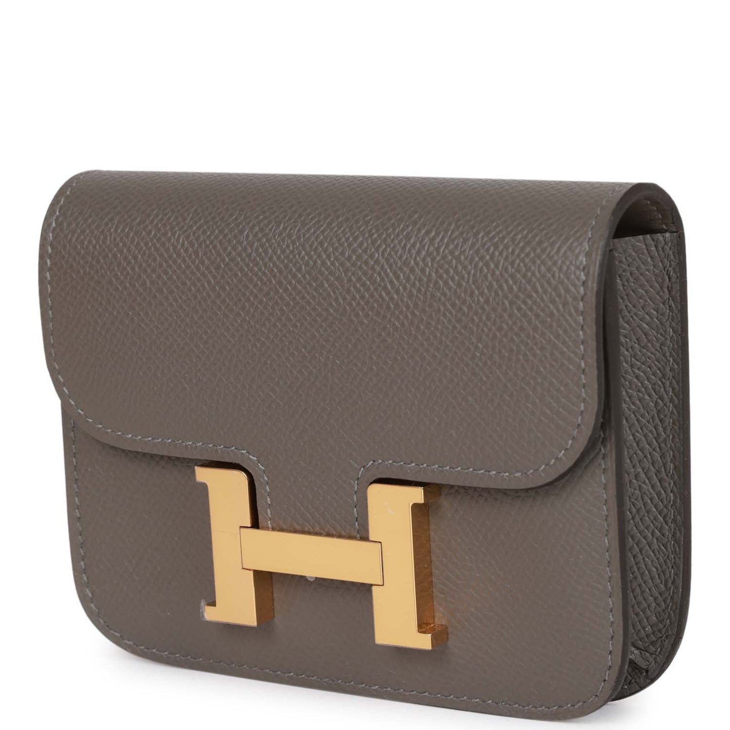 Hermes Constance Slim Wallet Gris Meyer Epsom Gold Hardware